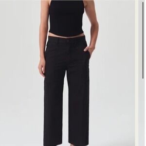 AGOLDE Daria Utility Pant Black High Rise Wide Leg Cargo Crop Trousers